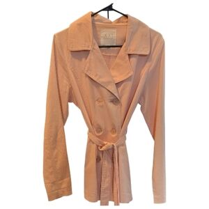 XXI Essentials Peach Double-Breasted Trench Coat with Waist Tie